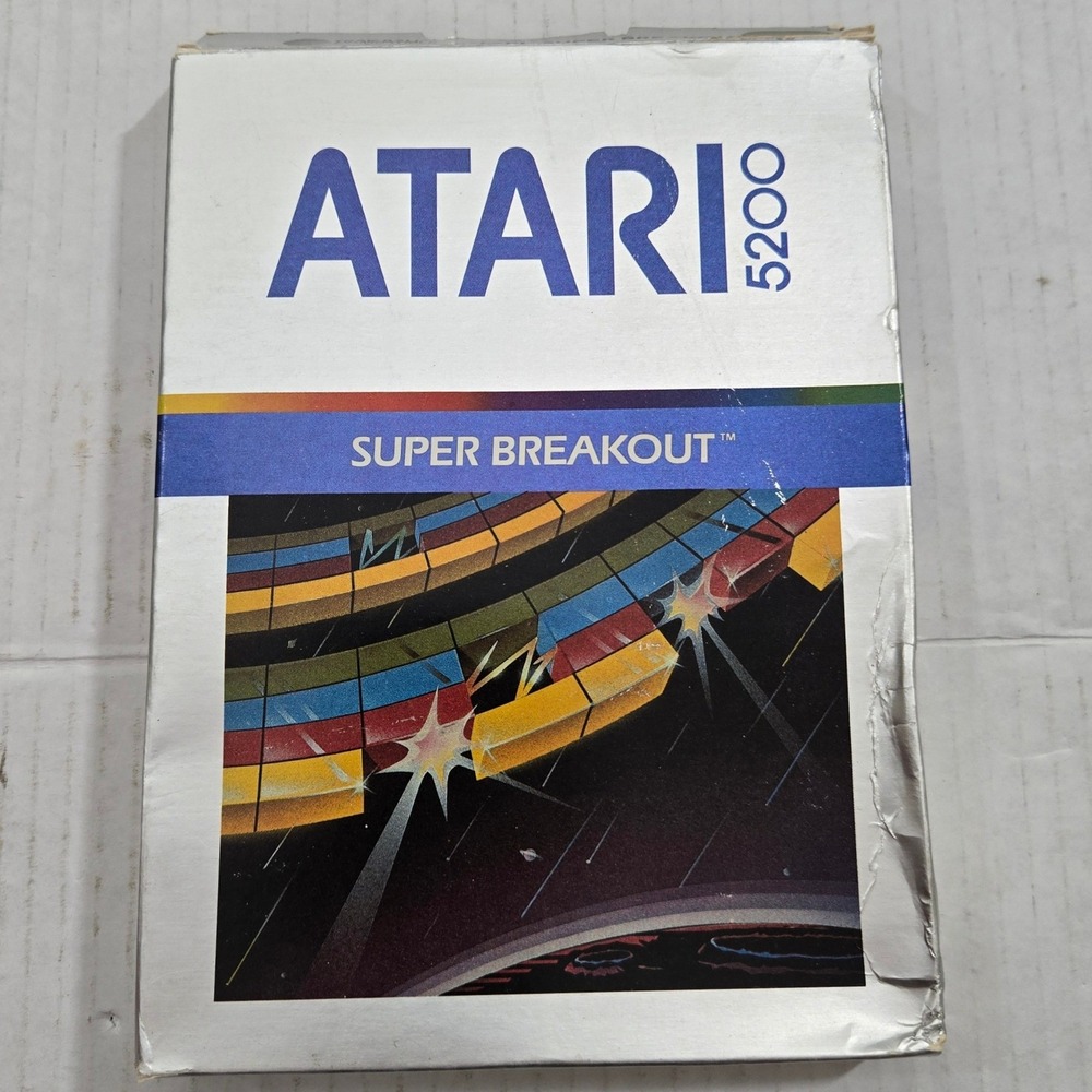 Vintage 1982 Atari 5200 Super Breakout Game CIB Complete Box Manual Overlays USA